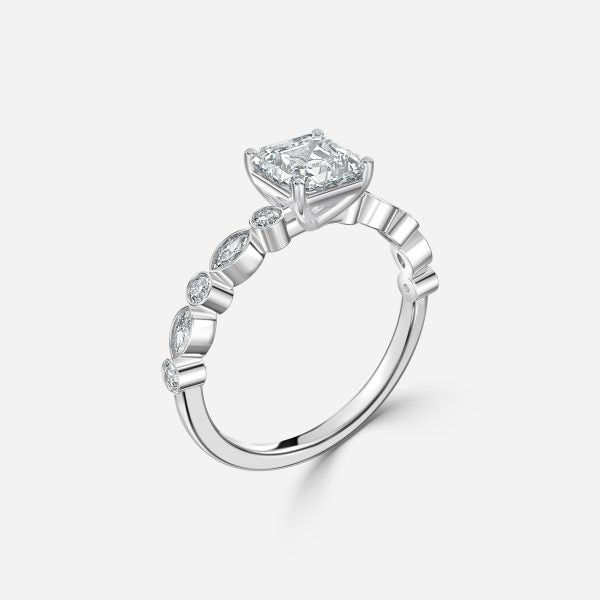 Pailin Asscher Unique Moissanite Engagement Ring