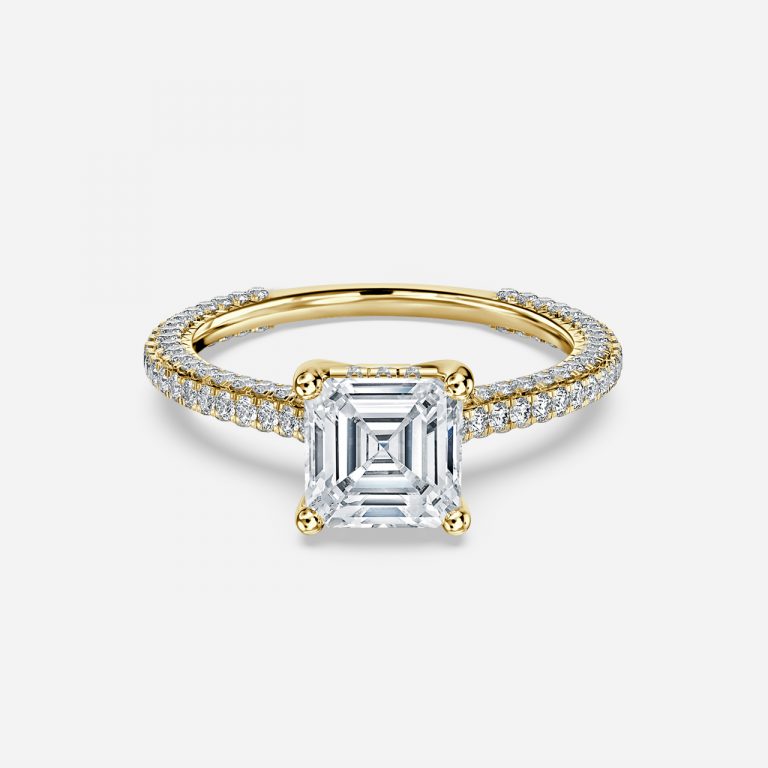 Kalaya Asscher Hidden Halo Moissanite Engagement Ring