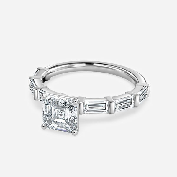 Lark Asscher Diamond Band Moissanite Engagement Ring