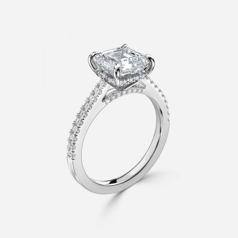 Yvette Asscher Hidden Halo Moissanite Engagement Ring