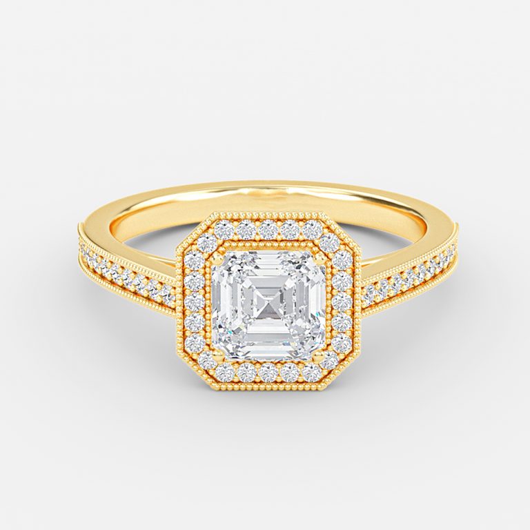 Haven Asscher Halo Moissanite Engagement Ring