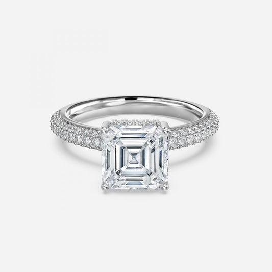 Eluned Asscher Hidden Halo Moissanite Engagement Ring