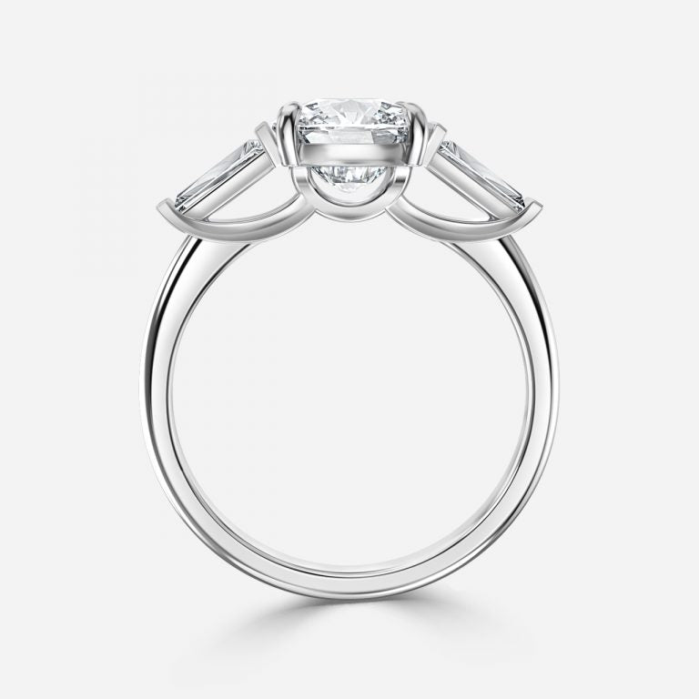 Jara Cushion Three Stone Moissanite Engagement Ring