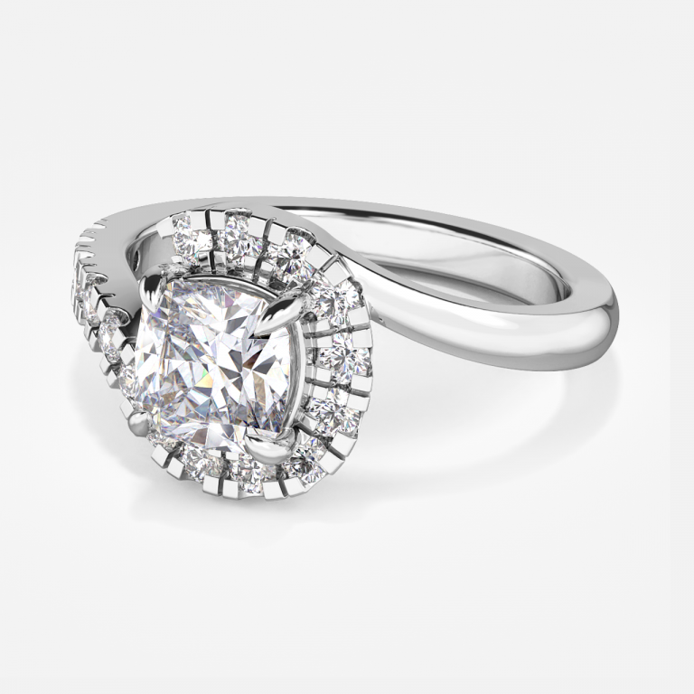 Thalassa Cushion Halo Moissanite Engagement Ring