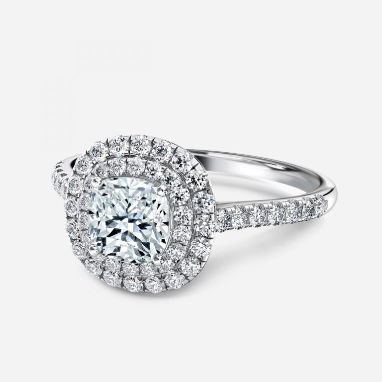 Linnea Cushion Halo Moissanite Engagement Ring