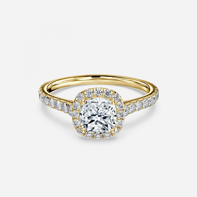 Joliette Cushion Halo Moissanite Engagement Ring