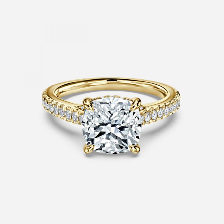 Yvette Cushion Hidden Halo Moissanite Engagement Ring