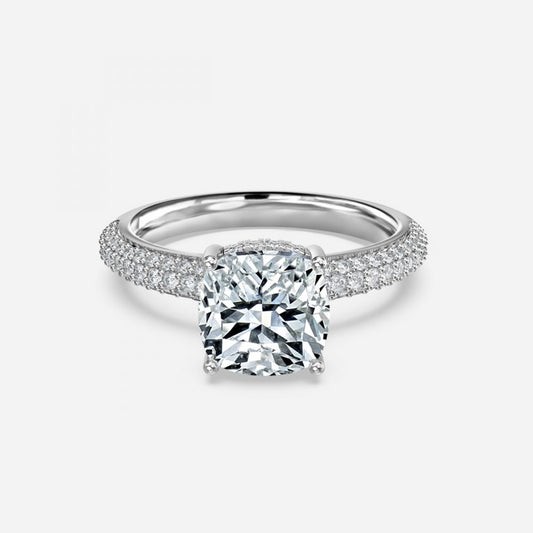 Eluned Cushion Hidden Halo Moissanite Engagement Ring