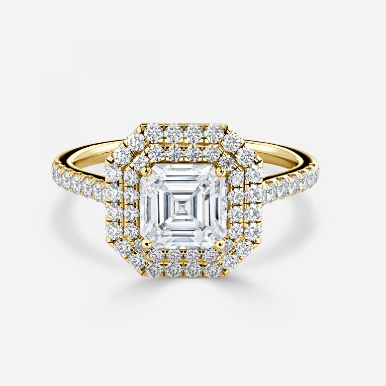 Linnea Asscher Halo Moissanite Engagement Ring