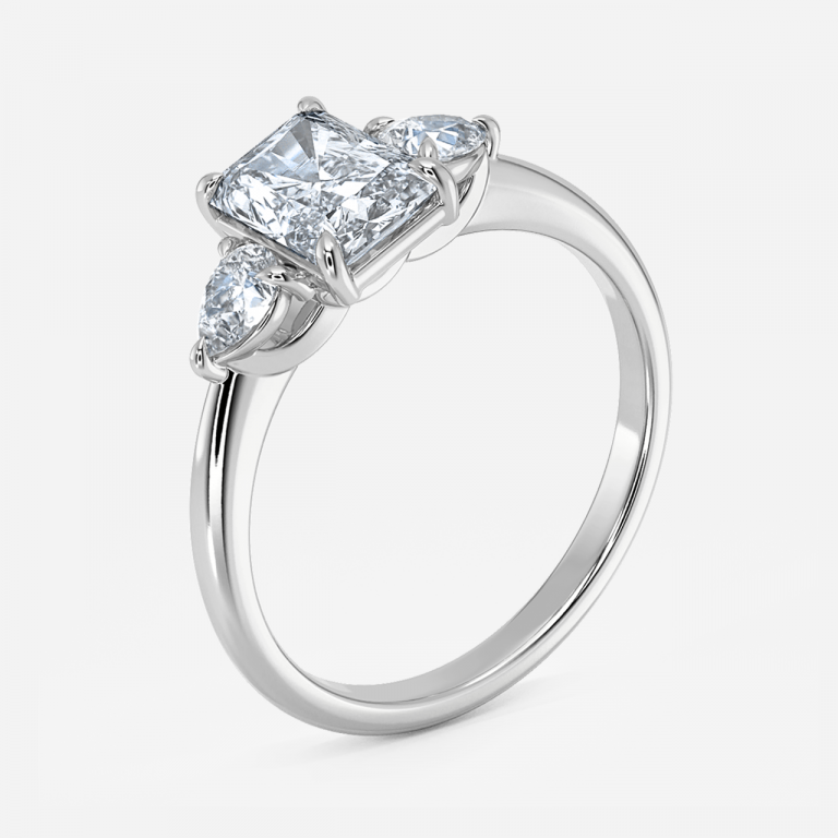 Verity Radiant Three Stone Moissanite Engagement Ring