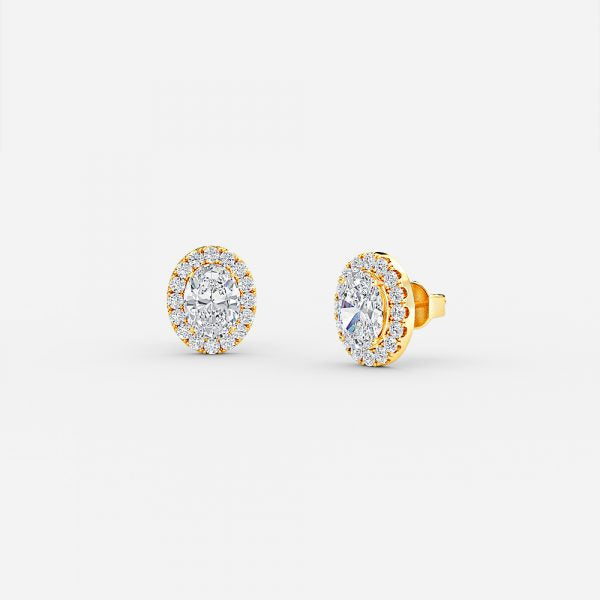 Oval Moissanite Halo Earrings