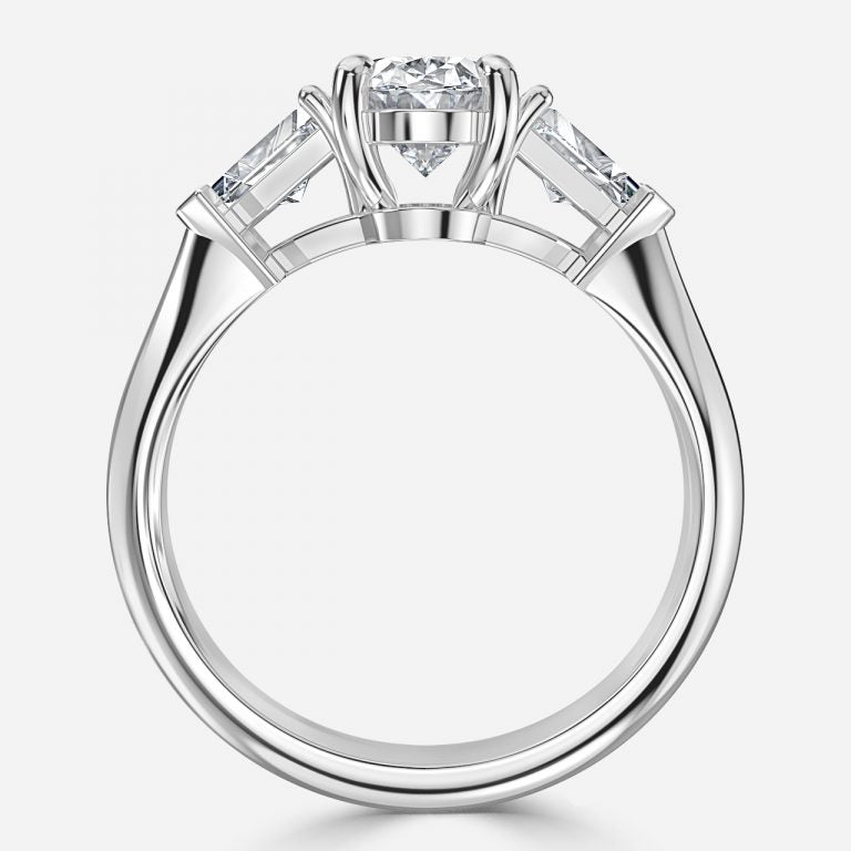 Eri Oval Three Stone Moissanite Engagement Ring