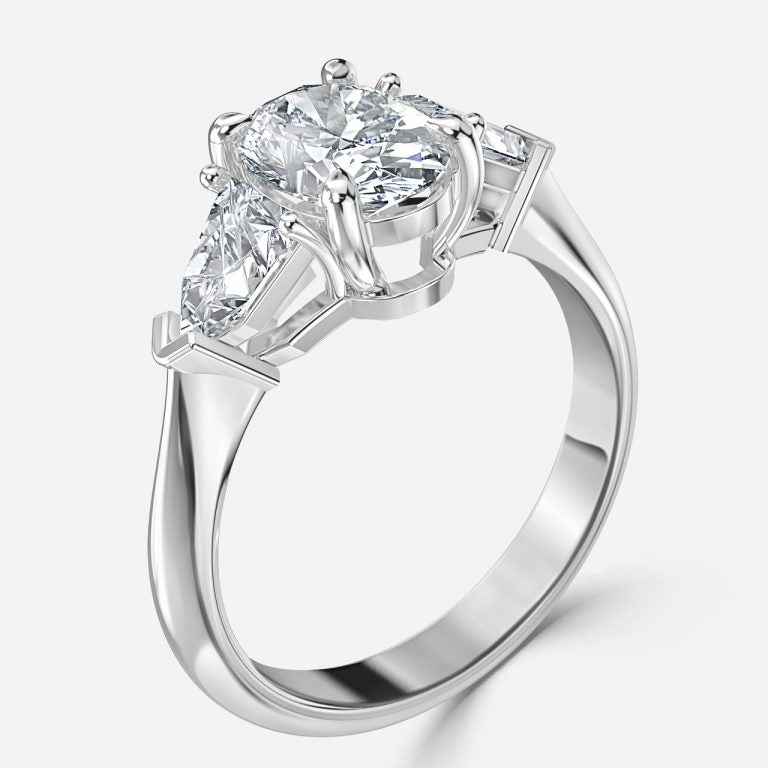 Eri Oval Three Stone Moissanite Engagement Ring