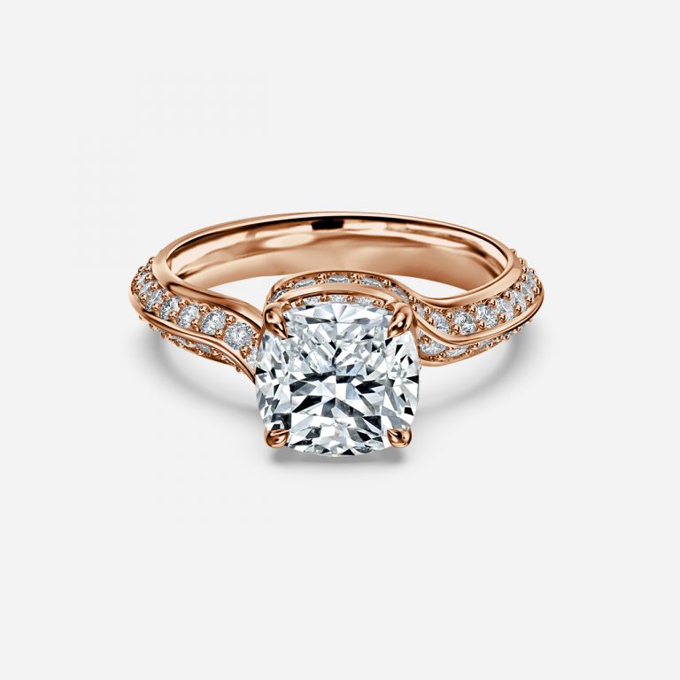 Bellatrix Cushion Hidden Halo Moissanite Engagement Ring