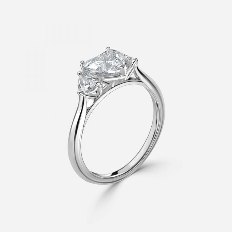 Kiara Heart Three Stone Moissanite Engagement Ring