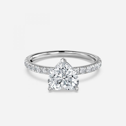 Vittoria Heart Diamond Band Moissanite Engagement Ring