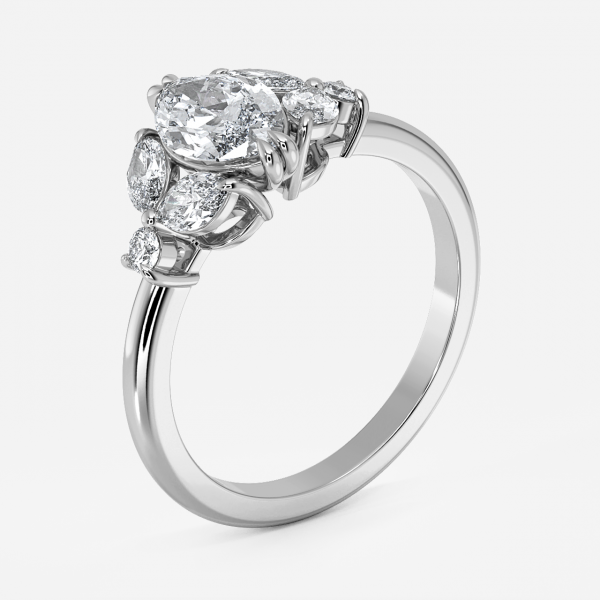 Zephyr Marquise Three Stone Moissanite Engagement Ring