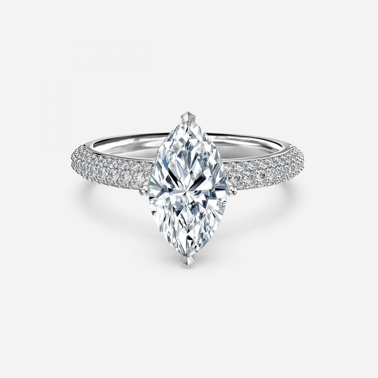 Eluned Marquise Hidden Halo Moissanite Engagement Ring