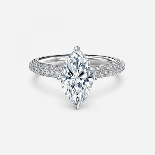 Eluned Marquise Hidden Halo Moissanite Engagement Ring