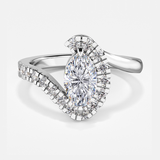 Thalassa Marquise Halo Moissanite Engagement Ring