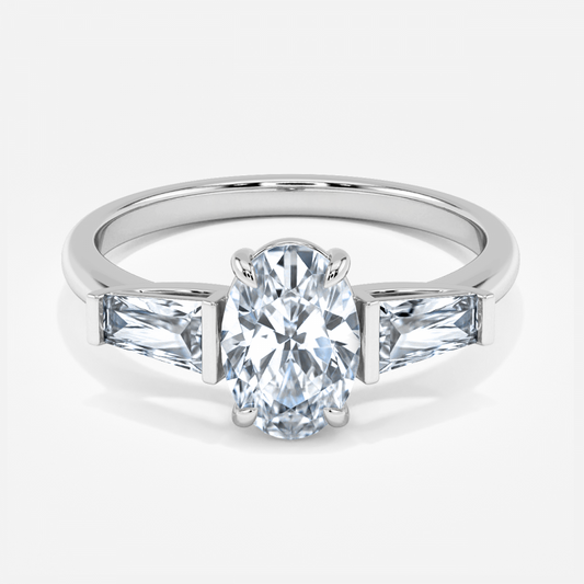 Jara Oval Three Stone Moissanite Engagement Ring