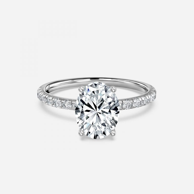 Vittoria Oval Diamond Band Moissanite Engagement Ring