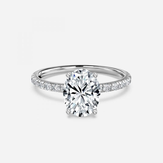 Vittoria Oval Diamond Band Moissanite Engagement Ring