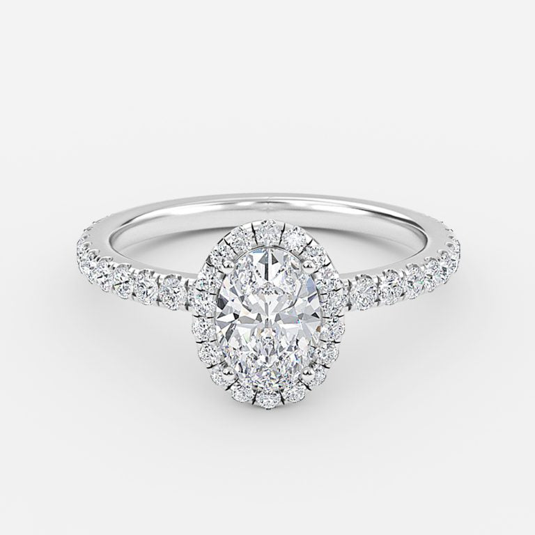 Lucia Oval Halo Moissanite Engagement Ring