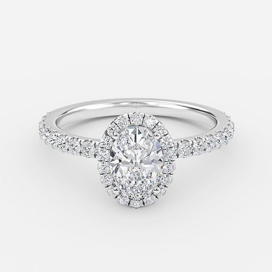 Lucia Oval Halo Moissanite Engagement Ring