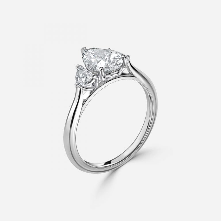 Kiara Pear Three Stone Moissanite Engagement Ring