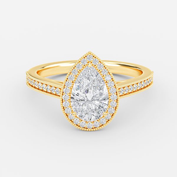 Haven Pear Halo Moissanite Engagement Ring