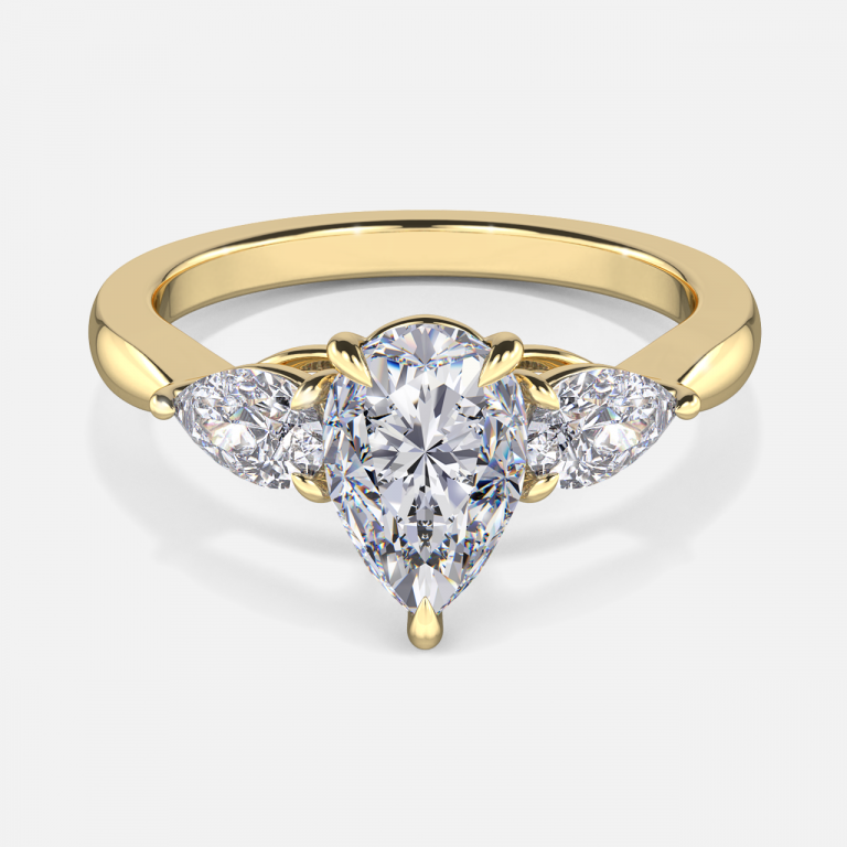 Thalassa Pear Three Stone Moissanite Engagement Ring