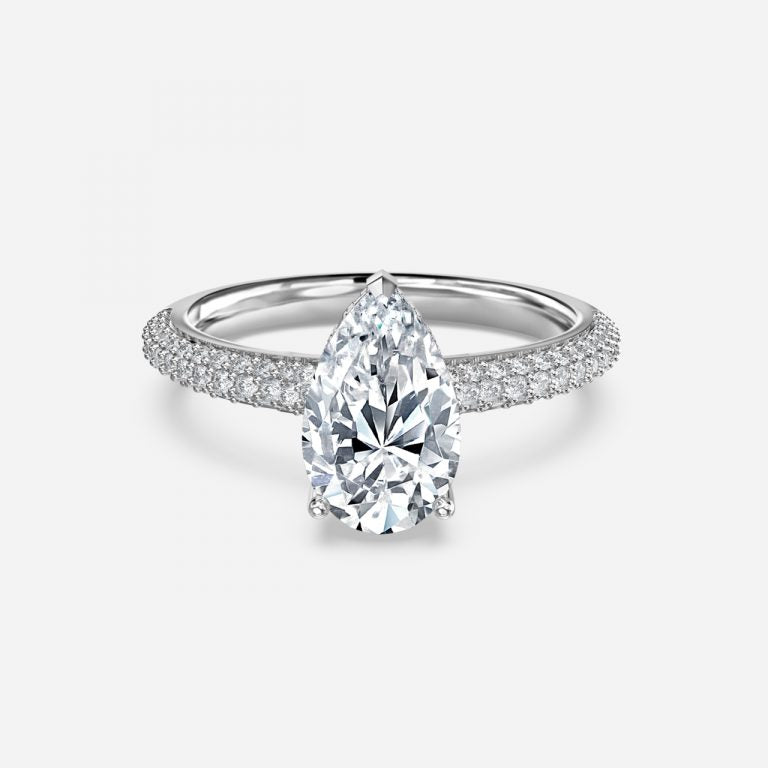 Eluned Pear Hidden Halo Moissanite Engagement Ring