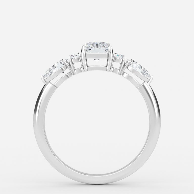 Carmel Radiant Three Stone Moissanite Engagement Ring