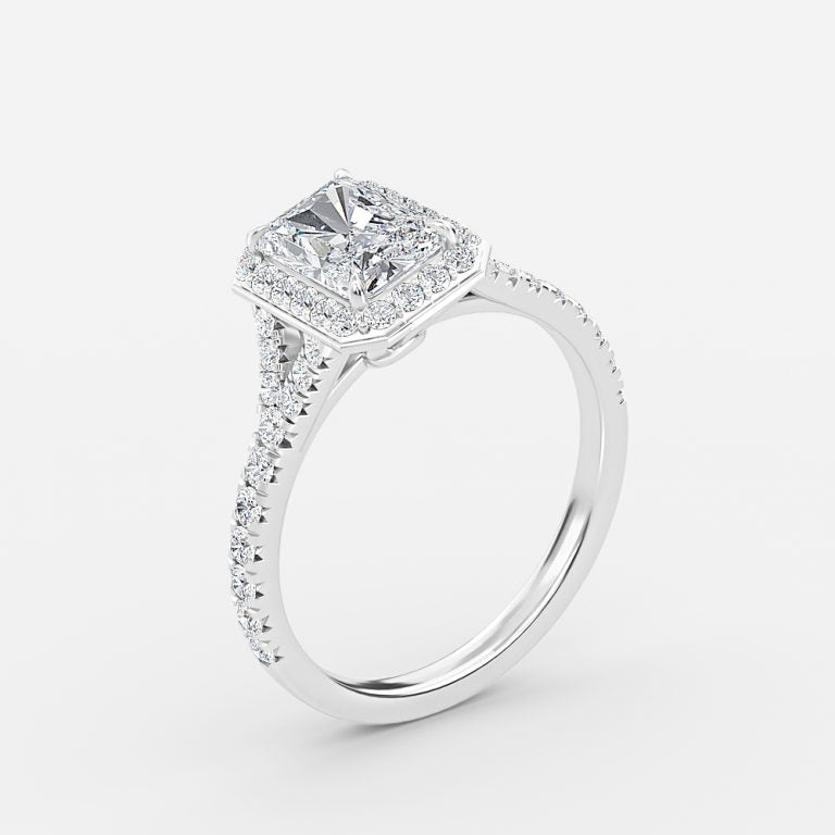 Dove Radiant Halo Moissanite Engagement Ring