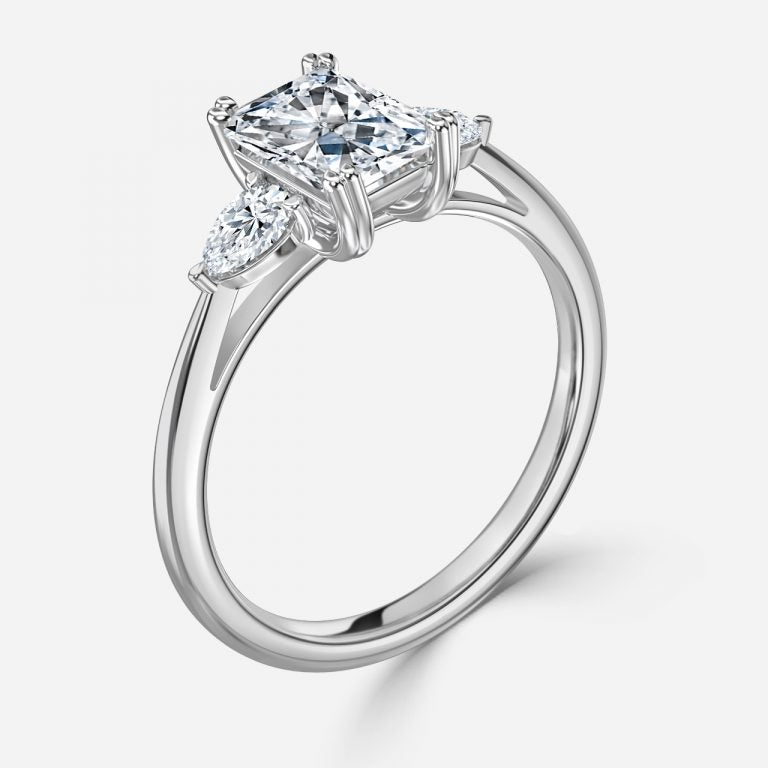 Raya Radiant Three Stone Moissanite Engagement Ring