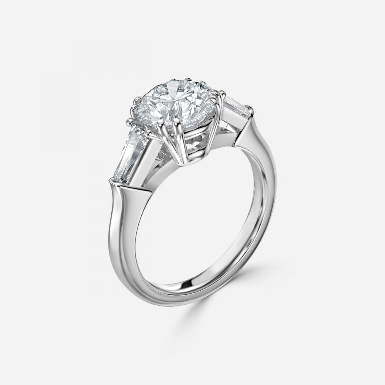 Calliope Round Three Stone Moissanite Engagement Ring