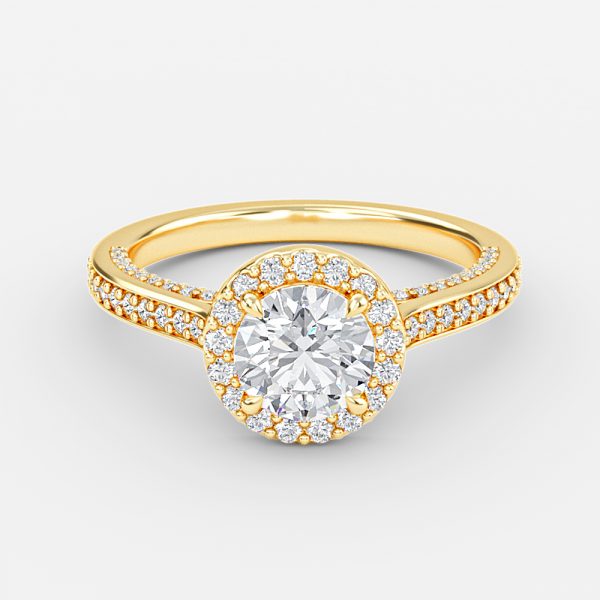 Clementine Round Halo Moissanite Engagement Ring