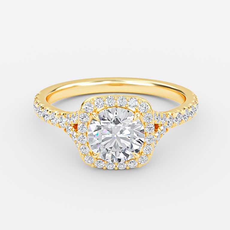 Dove Round Halo Moissanite Engagement Ring