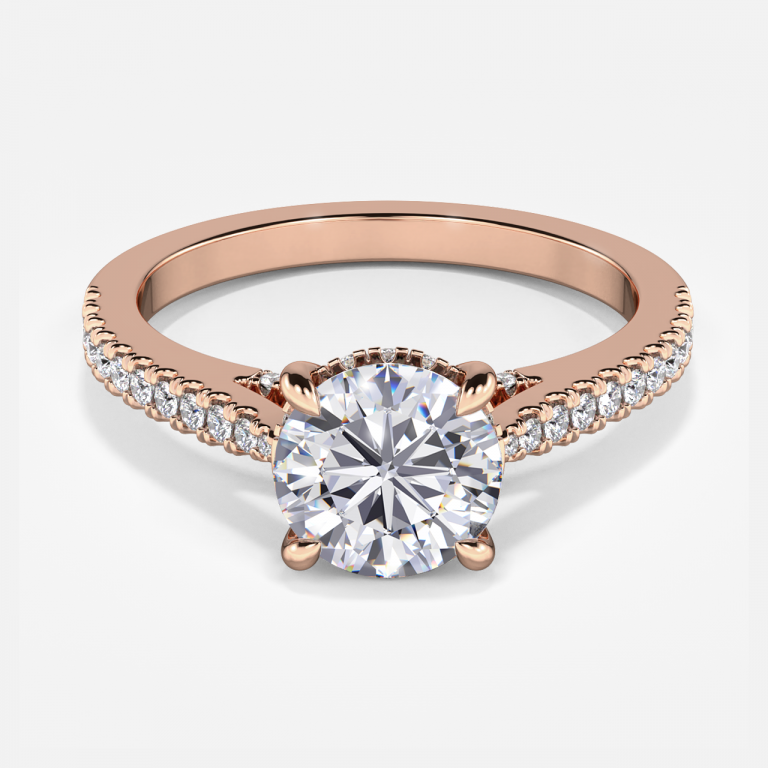 Yvette Round Hidden Halo Moissanite Engagement Ring