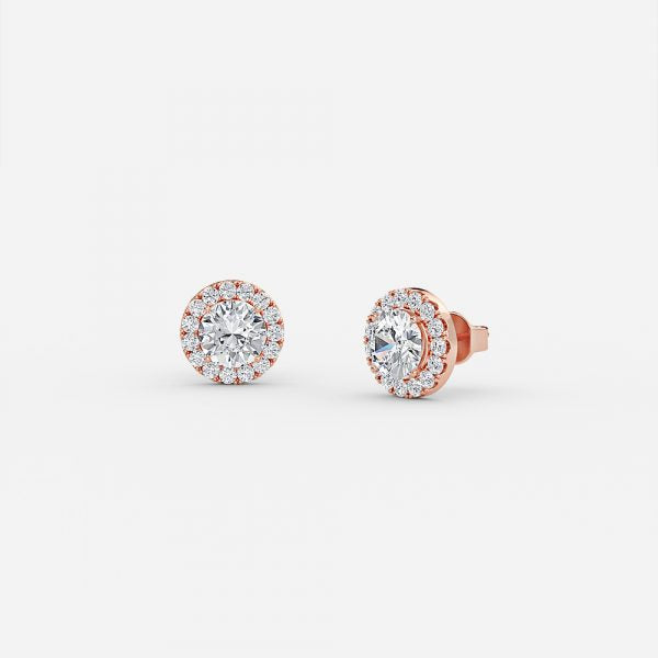 Round Moissanite Halo Earrings