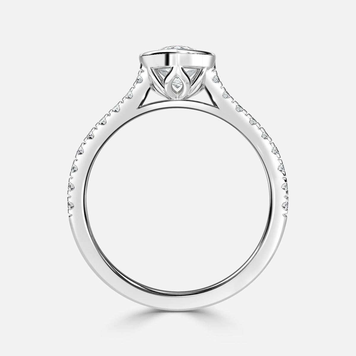 Arabella Pear Diamond Band Moissanite Engagement Ring