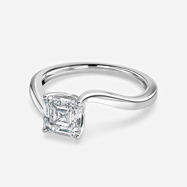 Azura Asscher Solitaire Moissanite Engagement Ring