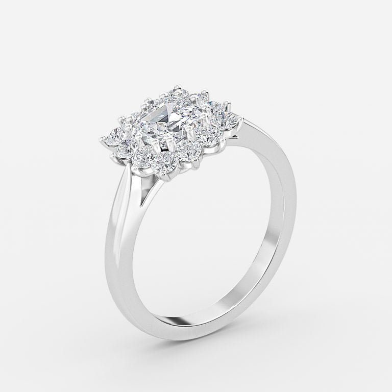 Vesper Asscher Cluster Moissanite Engagement Ring