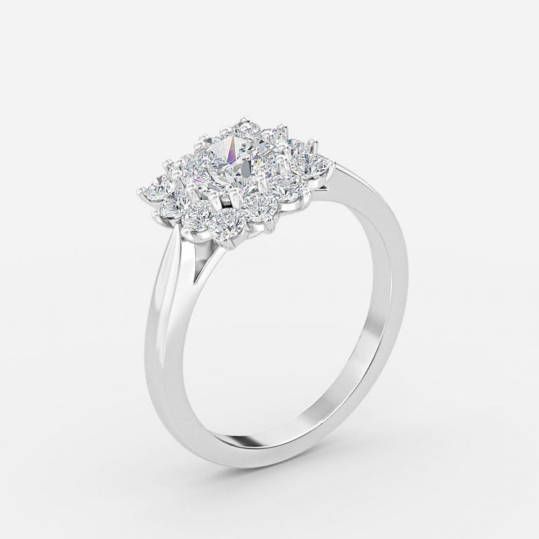 Vesper Cushion Cluster Moissanite Engagement Ring