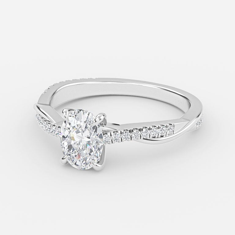 Tatiana Oval Diamond Band Moissanite Engagement Ring