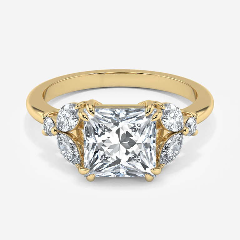 Zephyr Princess Three Stone Moissanite Engagement Ring