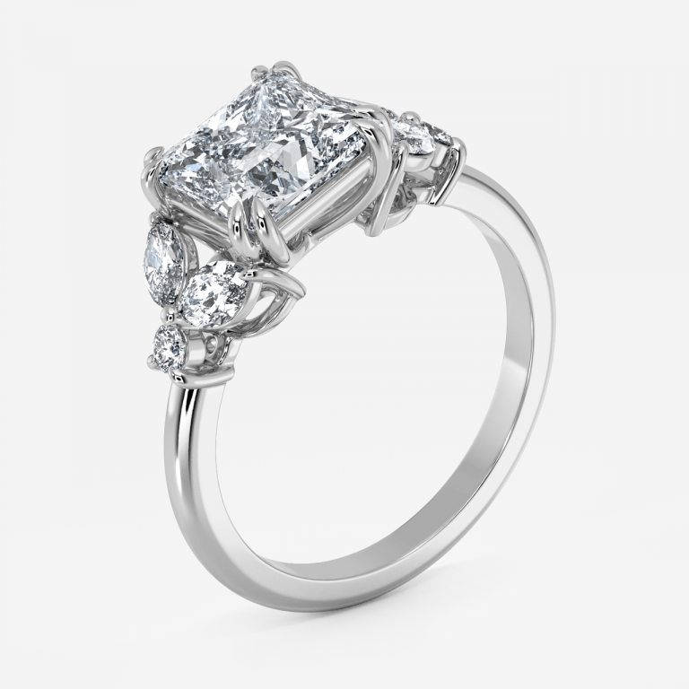 Zephyr Princess Three Stone Moissanite Engagement Ring