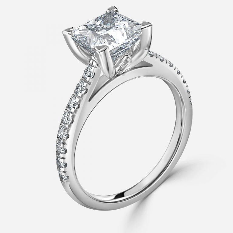 Aveline Princess Diamond Band Moissanite Engagement Ring