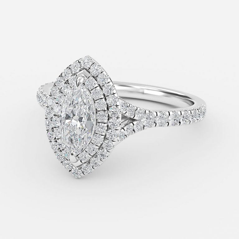 Afton Marquise Halo Moissanite Engagement Ring